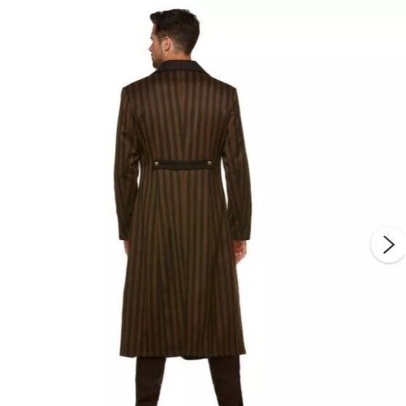 Spirit Halloween Steampunk Trench Coat Size M &Top Hat With Goggles Cosplay Goth - Picture 2 of 12